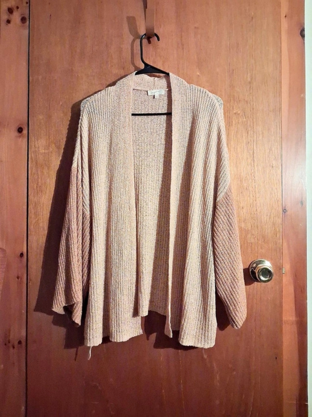 Mystree  Open Front Knit Cardigan in 2 Tone Pink